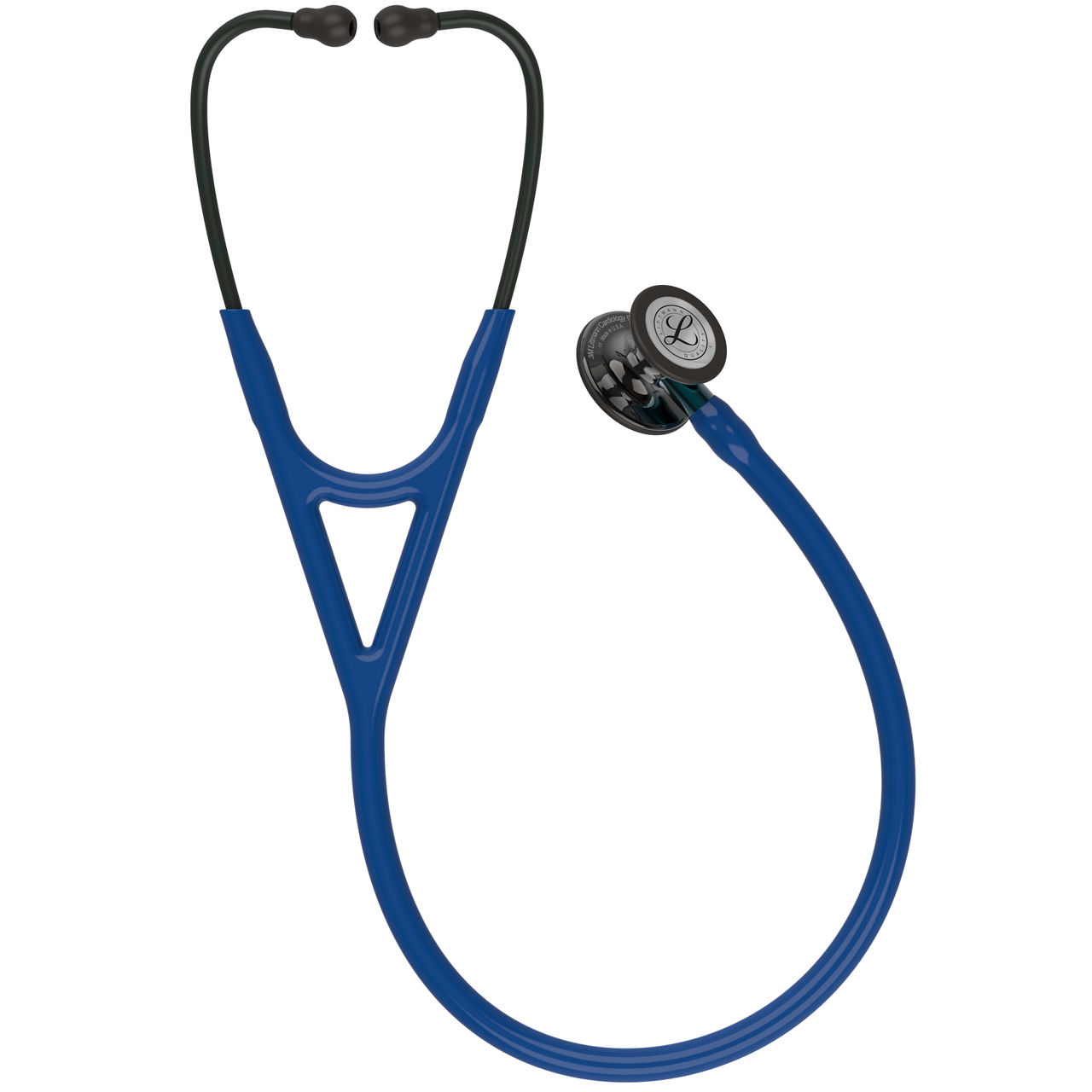 3M Littmann Cardiology IV High Polish Smoke-Finish Chestpiece, Navy Tube, Blue Stem