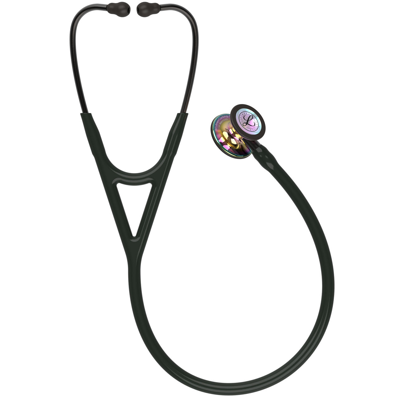 3M Littmann Cardiology IV High Polish Rainbow Chestpiece, Black Tube, Smoke Stem And Headset