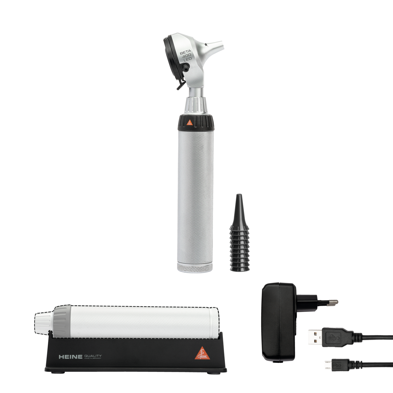 Beta 400 Otoscope LED with Beta 4 USB rechargeable handle with Accessories