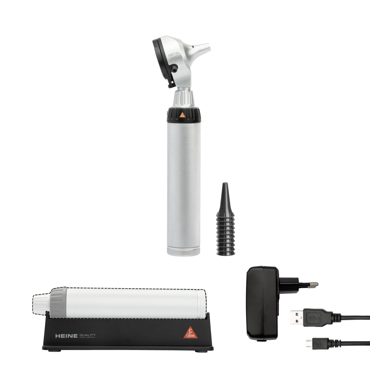 Beta 200 Otoscope LED with Beta 4 USB rechargeable handle with Accessories